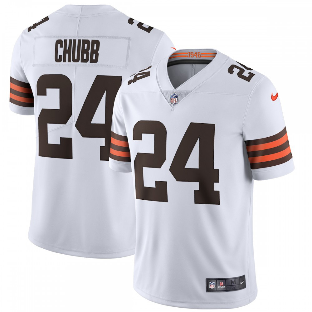 Nick Chubb Cleveland Browns Nike Vapor Limited Jersey - White-GridironStore